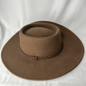 Orvis Felt Wide Brim Hat 100% Wool Size L/XL Brown W Tags Braided Band